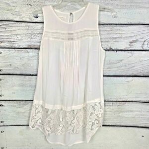 Maurices White Lace Trim Sleeveless Top XS